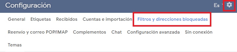 Filtros y direcciones bloqueadas