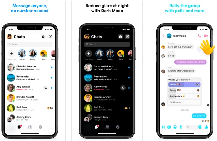 Interfaz de Messenger en iOS