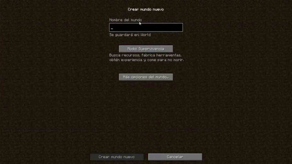 Crear un nuevo mundo en Minecraft