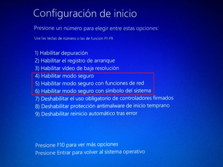 Modo seguro de Windows 10