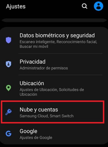 Nube y cuentas de Google