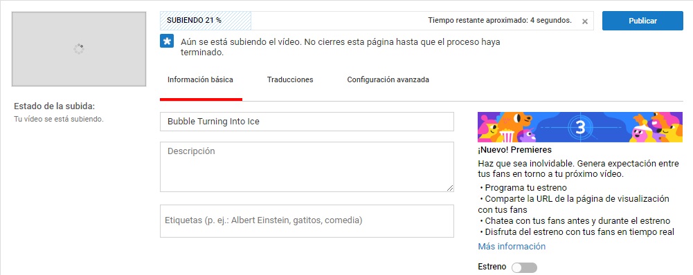Cómo subir un vídeo a YouTube