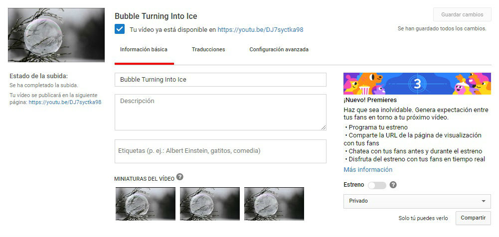 Cómo subir un vídeo a YouTube