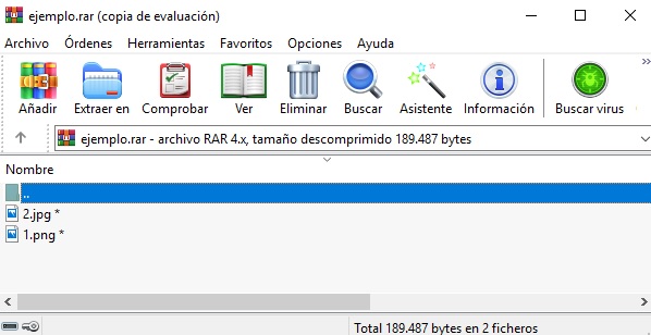 Interfaz de WinRAR