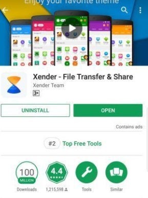 Xender en la Play Store