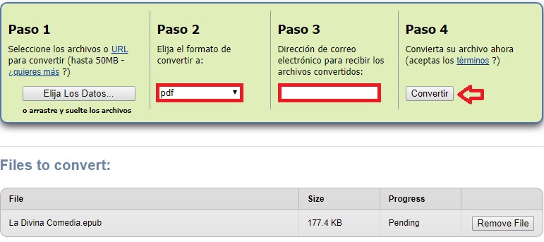 Cómo convertir un archivo EPUB a PDF