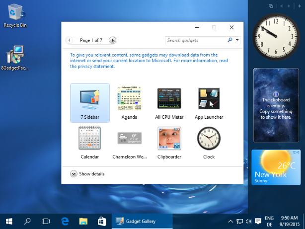 Cómo añadir gadgets en Windows 10