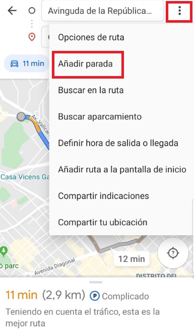 Añadir paradas en Google Maps