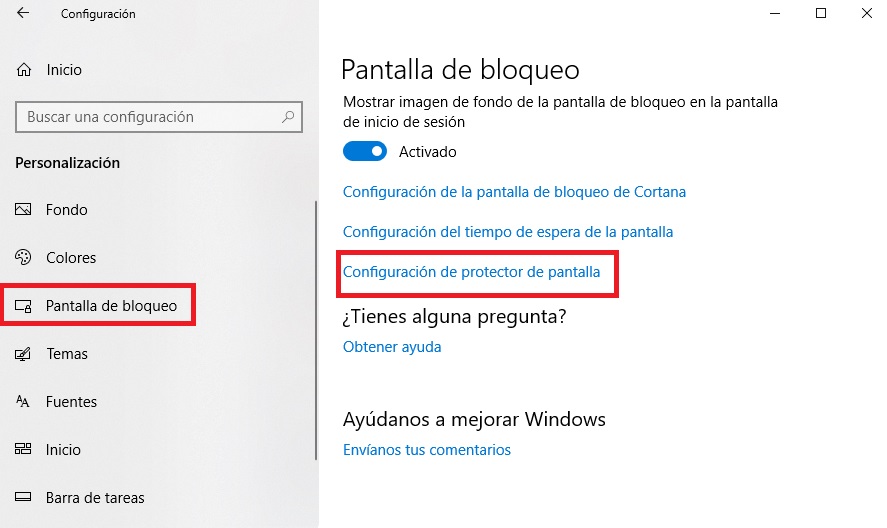 Cómo activar el salvapantallas: Windows 10