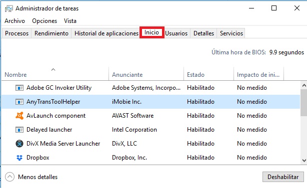 Cómo quitar programas de inicio de Windows 10