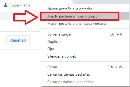 Agrupar pestañas Chrome