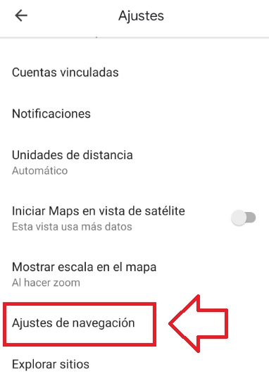 Ajustes de navegación de Google Maps