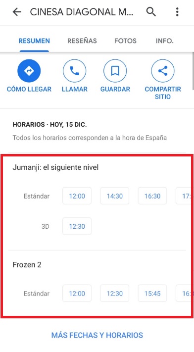 Carteleras en Google Maps