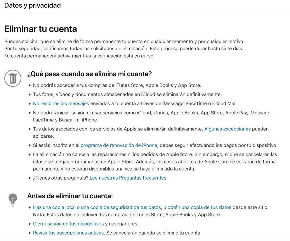 Cómo cerrar y eliminar tu cuenta de iCloud