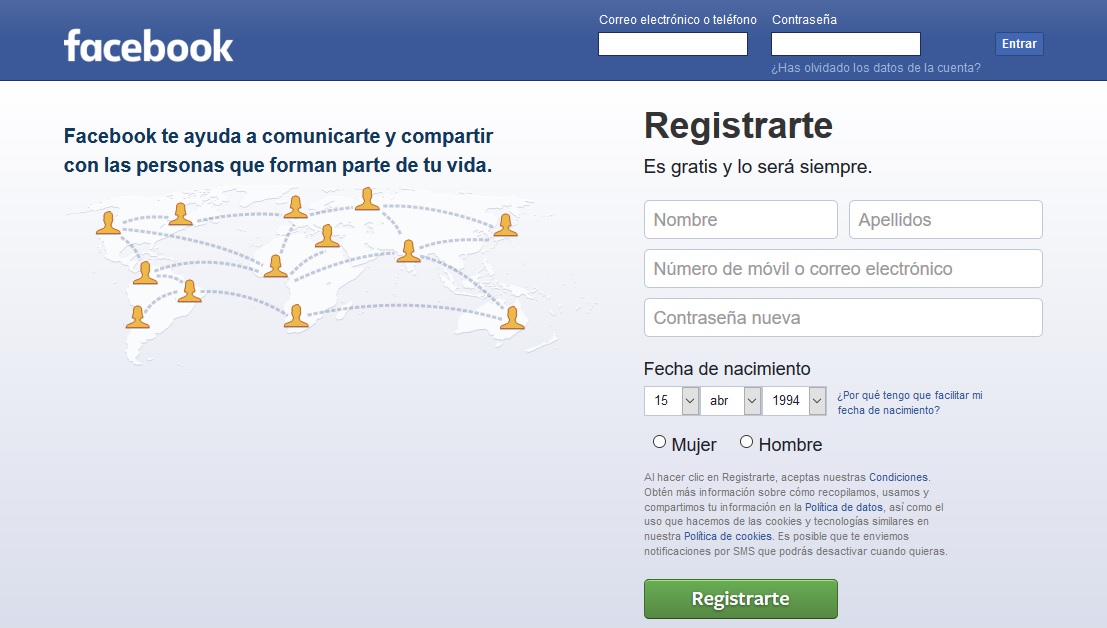 Cómo entrar en Facebook sin registrarse