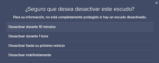 Cómo desactivar temporalmente Avast o alguno de sus escudos