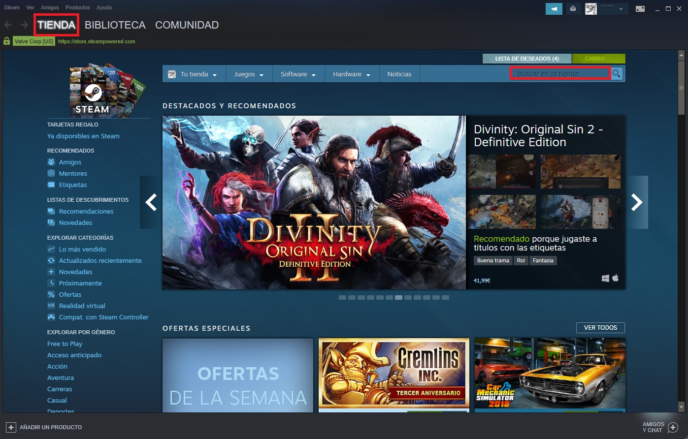 Cómo descargar un videojuego en Steam