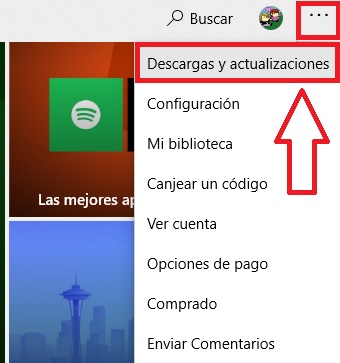 Interfaz de actualizaciones de la Microsoft Store