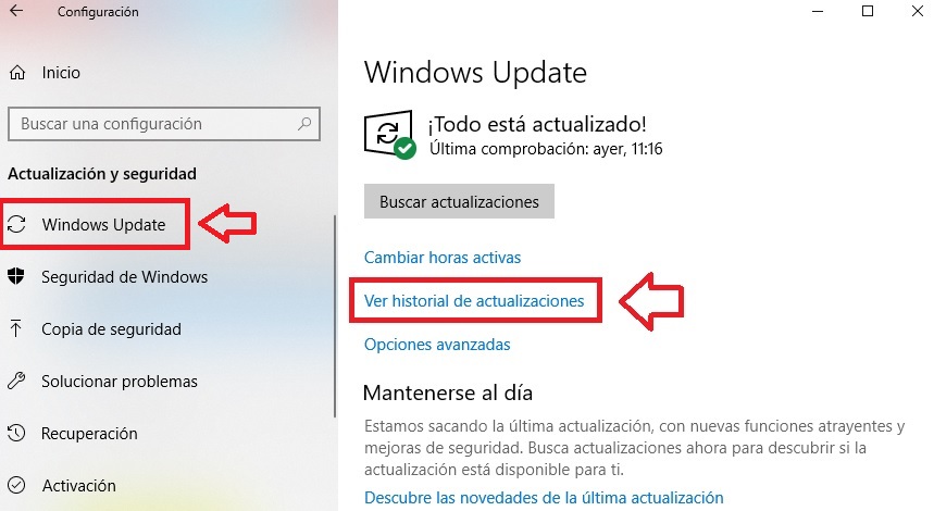 Cómo quitar actualizaciones en Windows 10