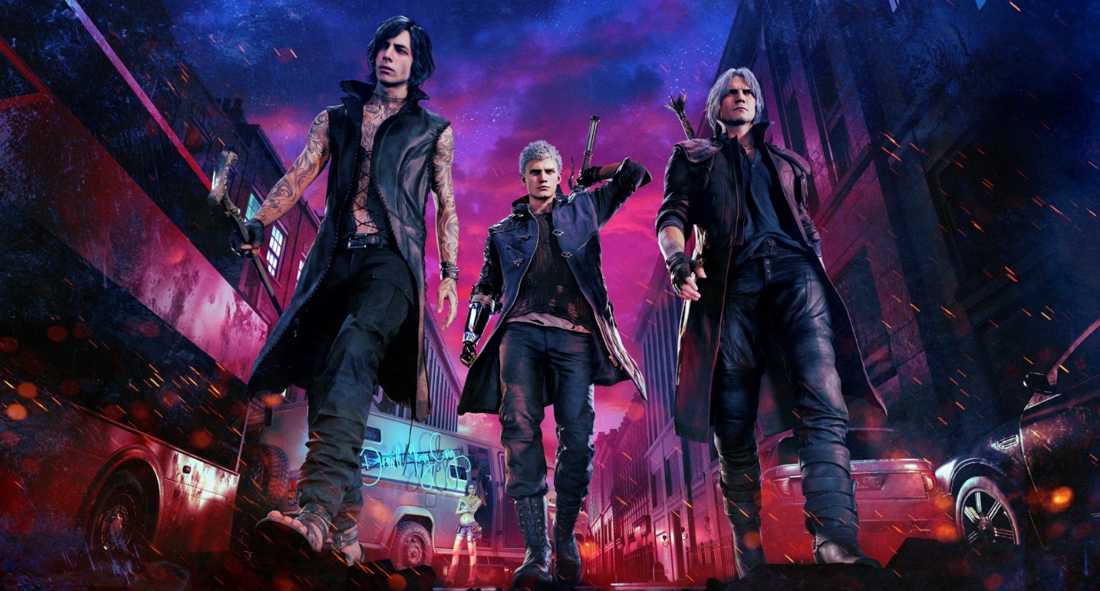V, Nero y Dante en Devil May Cry 5