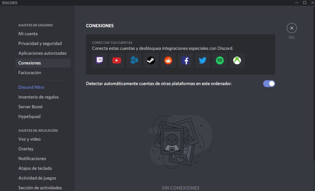 Conexiones de Discord