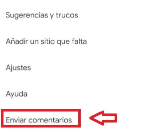 Enviar comentarios a Google Maps