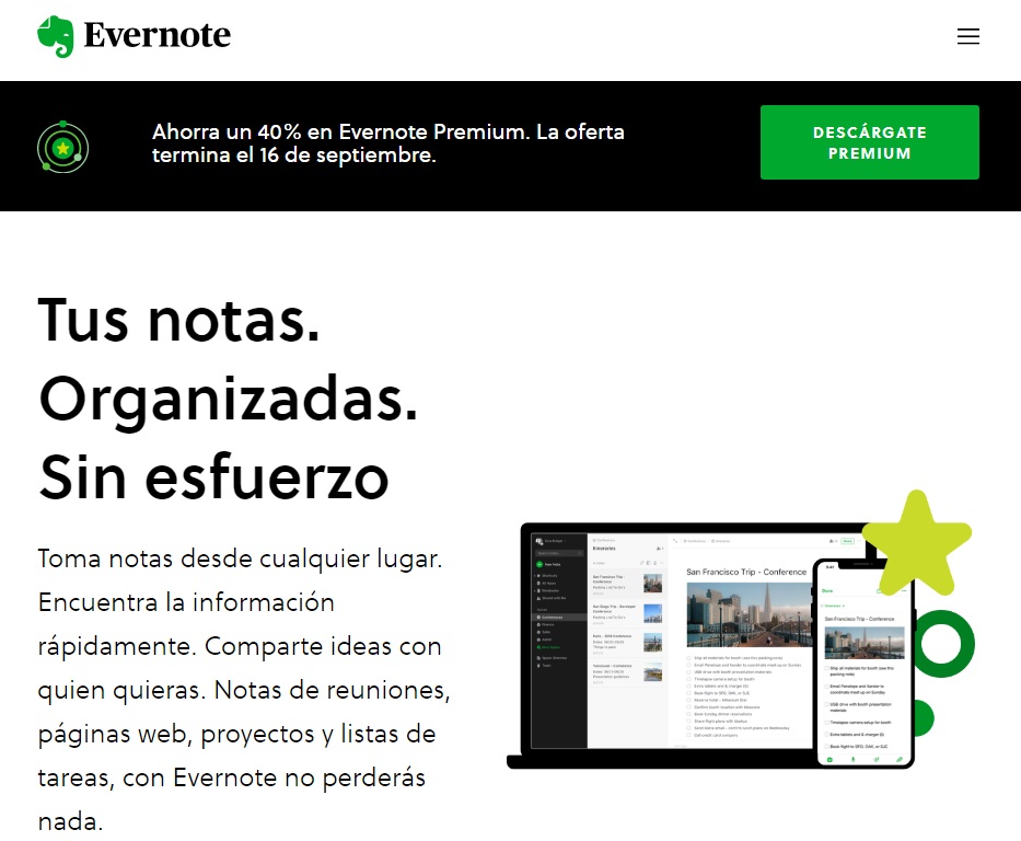 Página de Evernote
