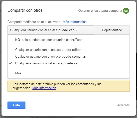 Google Drive: todas las opciones para compartir documentos