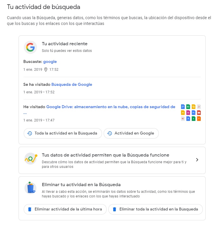 Google: cómo gestionar y borrar tu historial de búsqueda