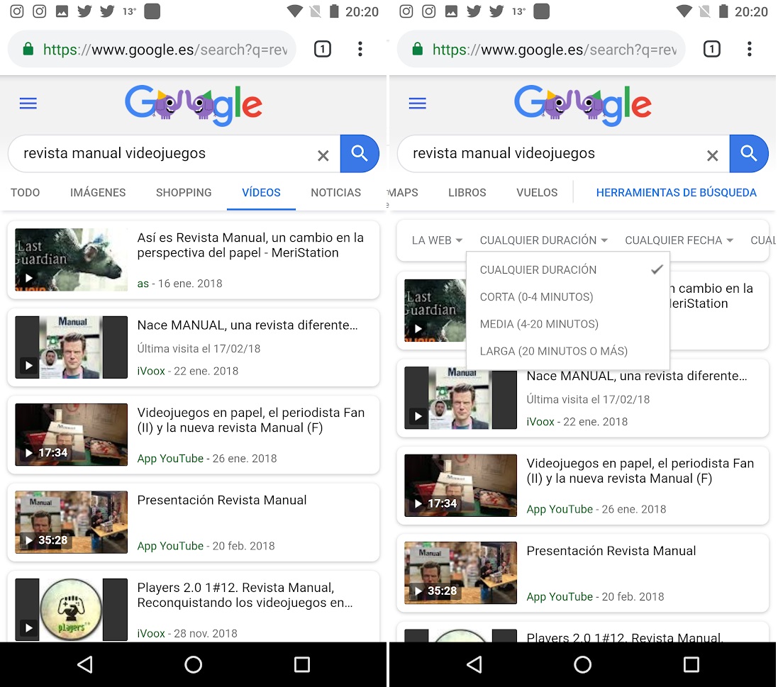 Cómo buscar vídeos en Google desde Android de forma rápida