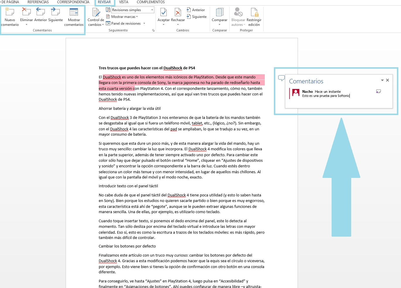 Cómo insertar anotaciones o comentarios en Word
