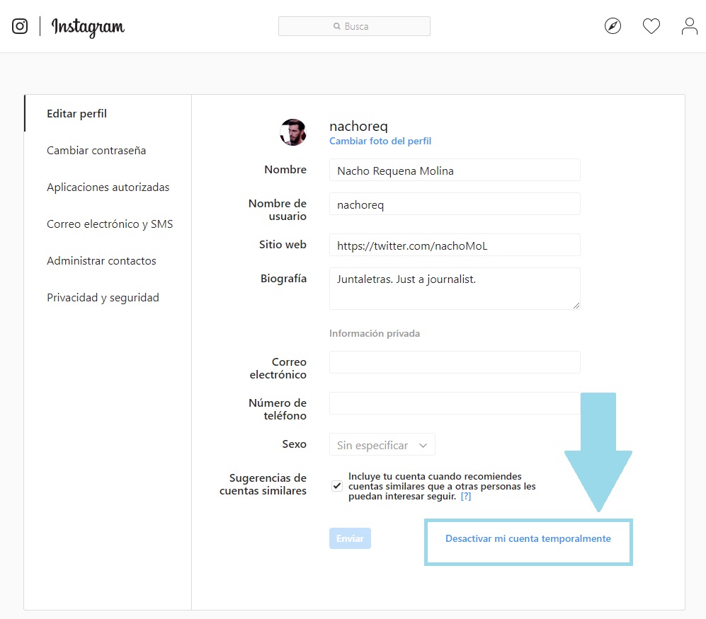 Cómo borrar tu cuenta de Instagram de manera temporal