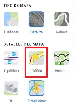 Mapa de tráfico en Google Maps
