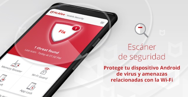 Interfaz de McAfee Mobile Security Gratis