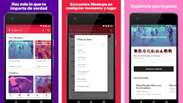 Interfaz de Meetup