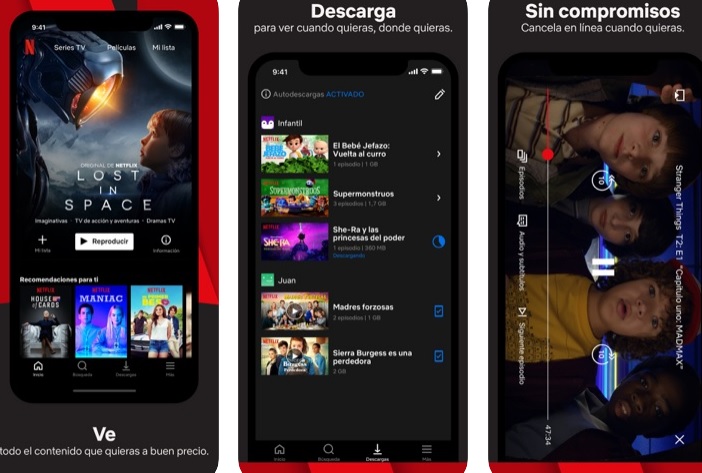 Interfaz de Netflix para iOS