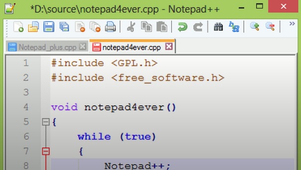 Interfaz de Notepad++