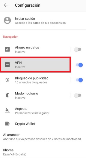 Cómo activar la VPN gratis del navegador Opera