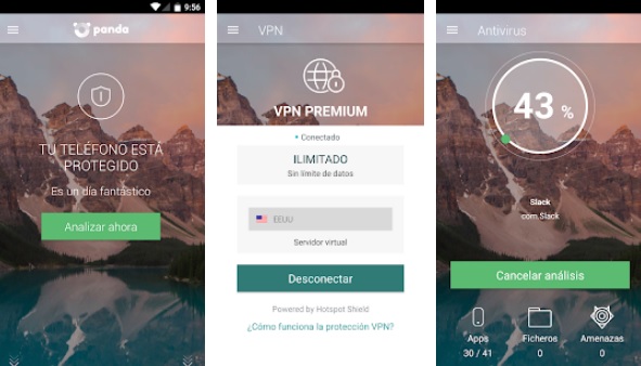 Interfaz de Panda Security