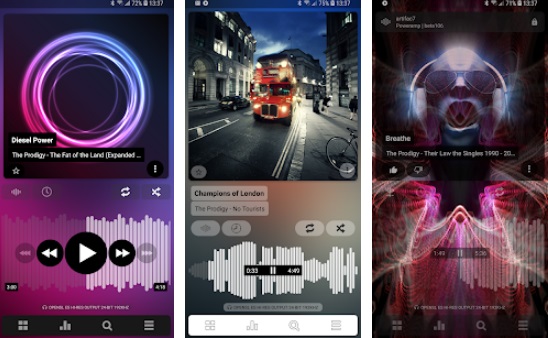 Interfaz de Poweramp Music Player
