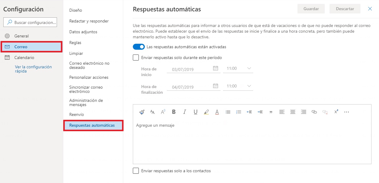 Outlook: Cómo activar las respuestas automáticas