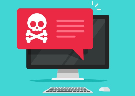 Mensaje fraudulento en pantalla