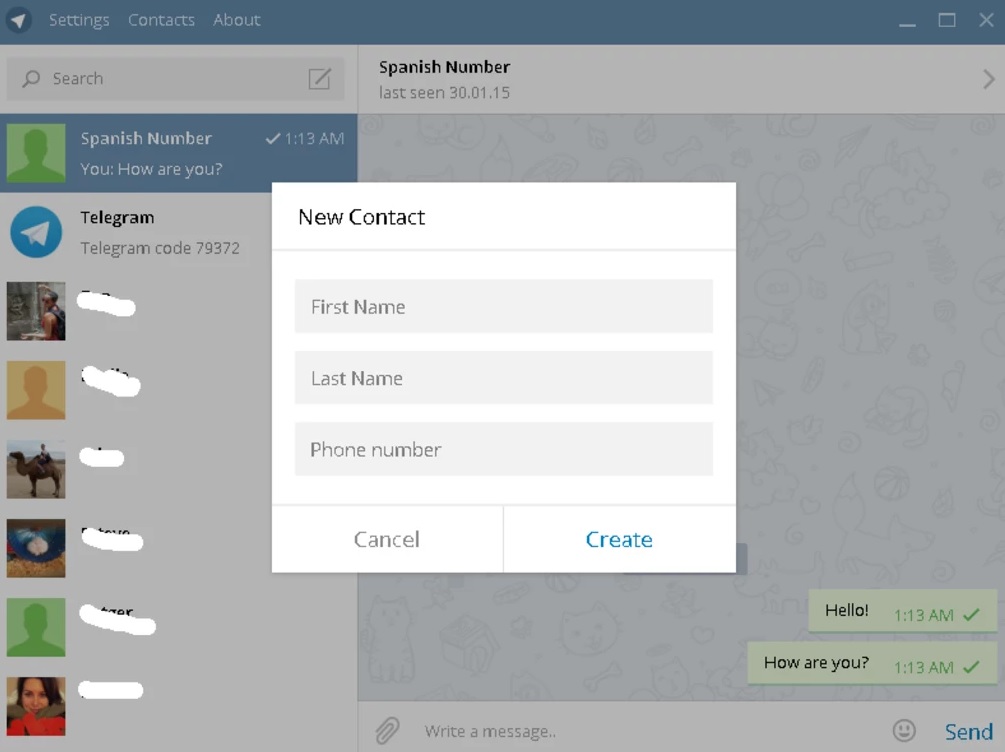 Interfaz de Telegram