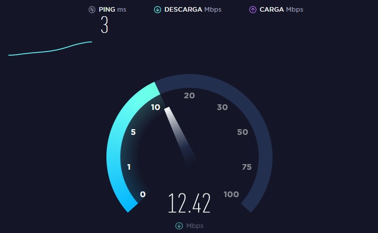 Test de velocidad en Speedtest