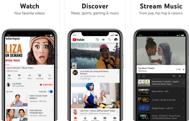 Interfaz de YouTube para iOS