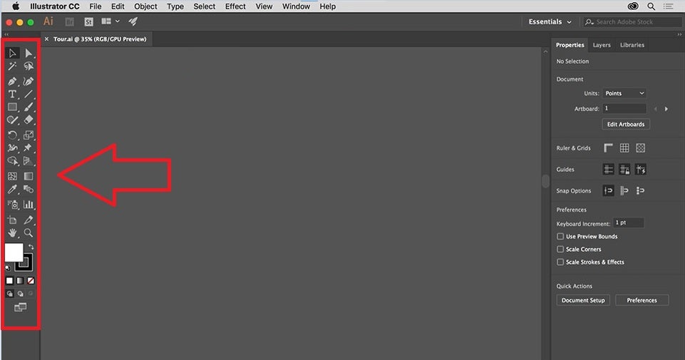 Panel de herramientas de Illustrator