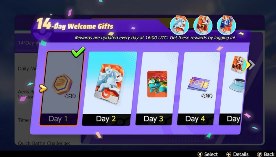 Recompensas del pack de bienvenida de Pokémon Unite