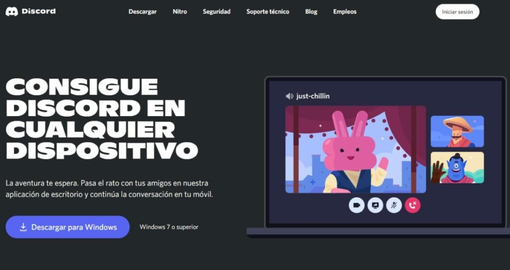 Página de descarga de Discord