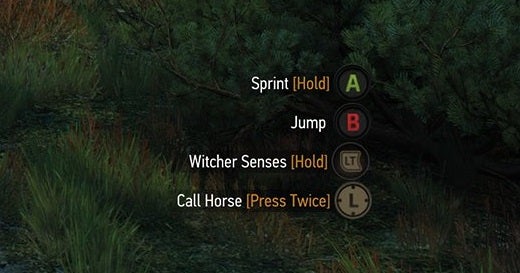 Acciones en la interfaz de The Witcher 3