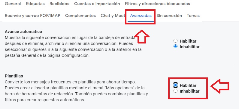 Crear plantillas en Gmail